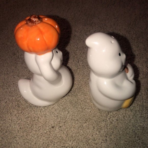 King May China Salt & Pepper Shaker Set Halloween Ghost‎ Pumpkin - Picture 8 of 12